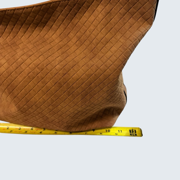 Sam & Hadley Brown Woven Hobo Bag Slouchy Faux Suede Shoulder - Picture 6 of 16